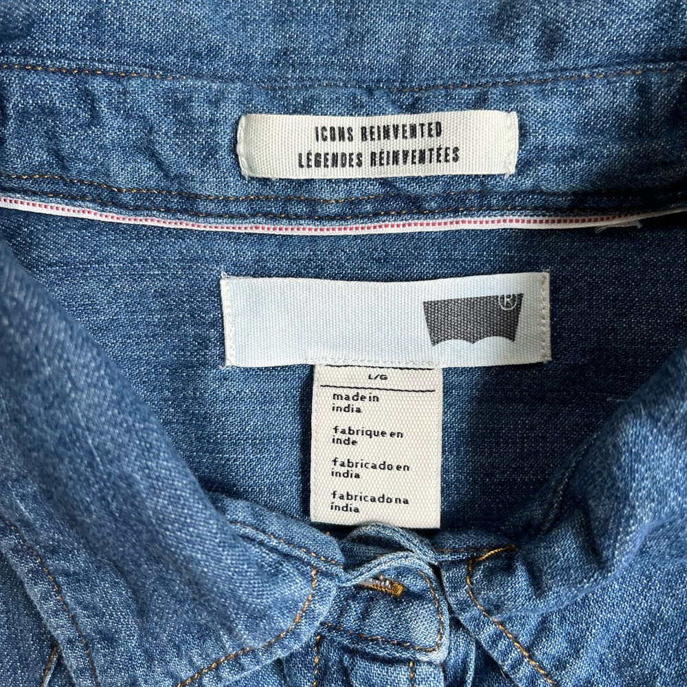 Levi’s Slim Western Denim Shirt with Pearl Snaps Size L - Picture 4 of 6
